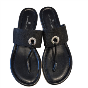 Bandolino Rance Black Slide Sandals with Silver Ring
